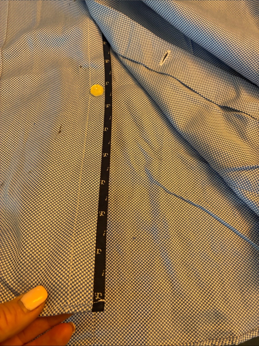 Angelo Galasso Blue Embroidered Dress Shirt Label - Picture 15 of 15